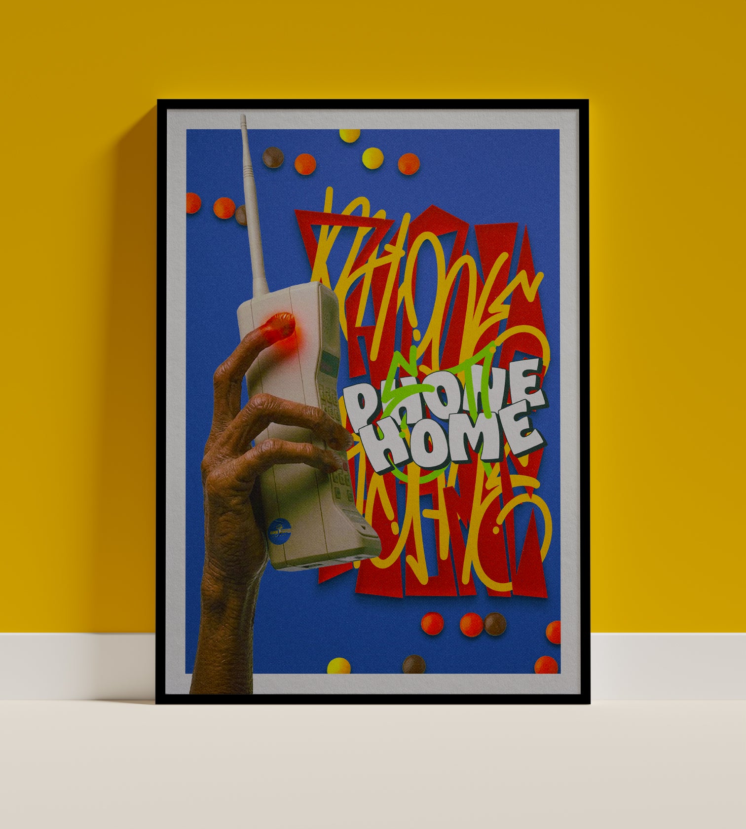 Retro E.T. “Phone Home” Poster Vibrant Graffiti-Style Fan Art Print