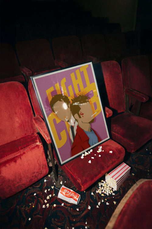 Fight Club Movie Poster | Tyler Durden & The Narrator Minimalist Art Print | Cult Classic Film Wall Decor | Retro Geometric Cinema Fan Gift