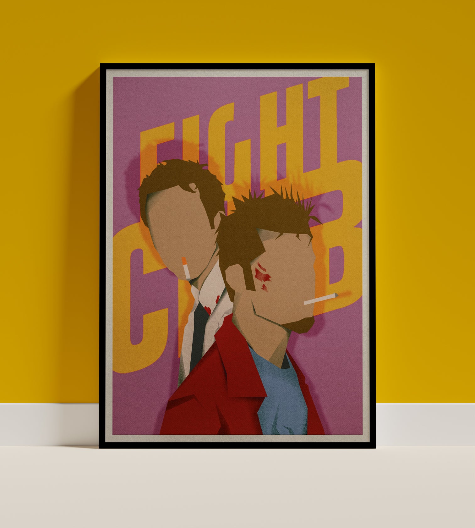 Fight Club Movie Poster | Tyler Durden & The Narrator Minimalist Art Print | Cult Classic Film Wall Decor | Retro Geometric Cinema Fan Gift