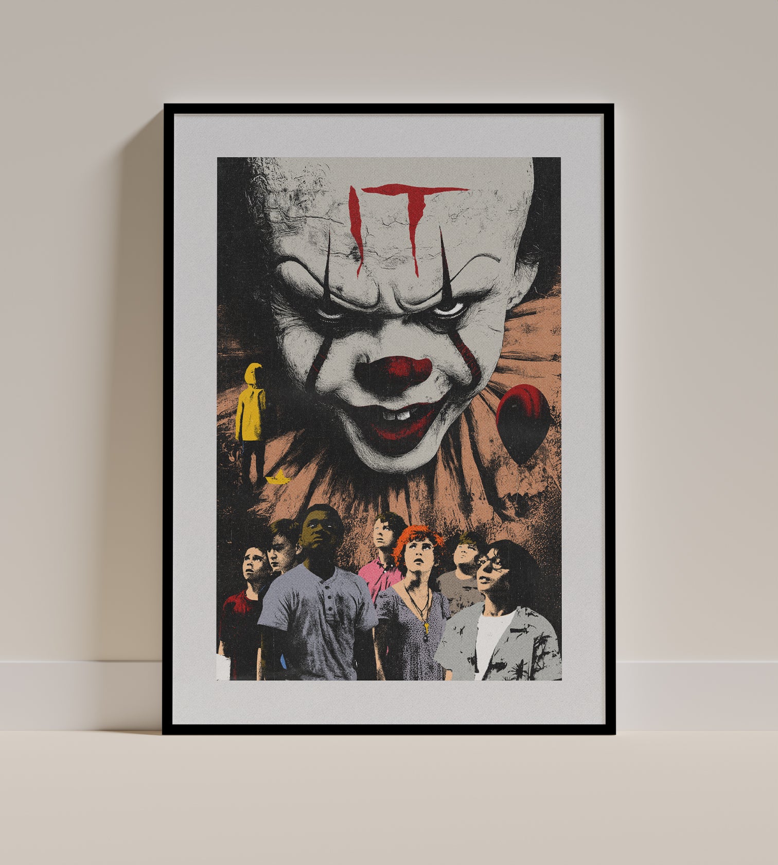 Vintage Horror Movie Poster | IT Pennywise Wall Art | Scary Clown Print | Stephen King Fan Gift | Creepy Halloween Home Decor
