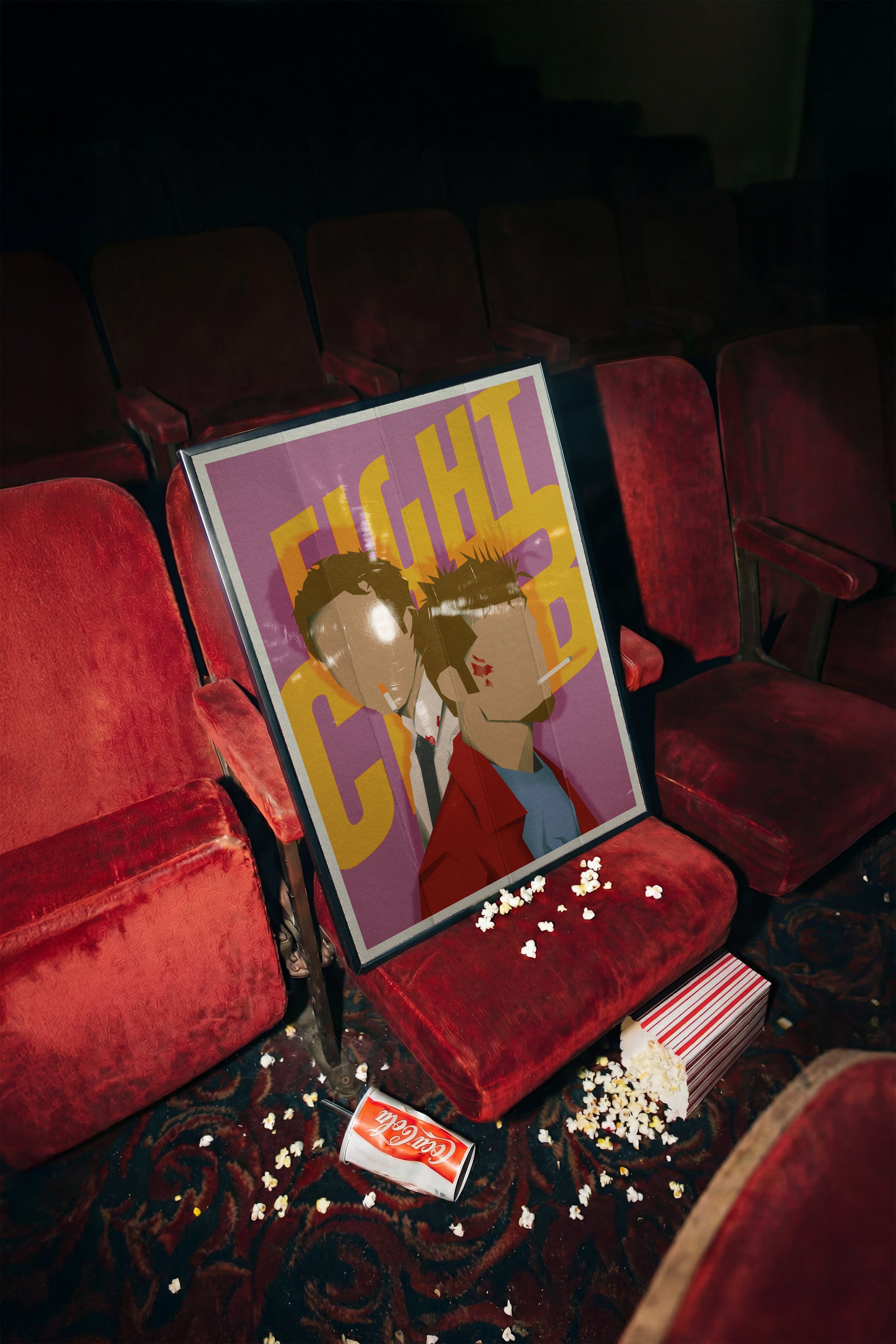 Fight Club Movie Poster | Tyler Durden & The Narrator Minimalist Art Print | Cult Classic Film Wall Decor | Retro Geometric Cinema Fan Gift