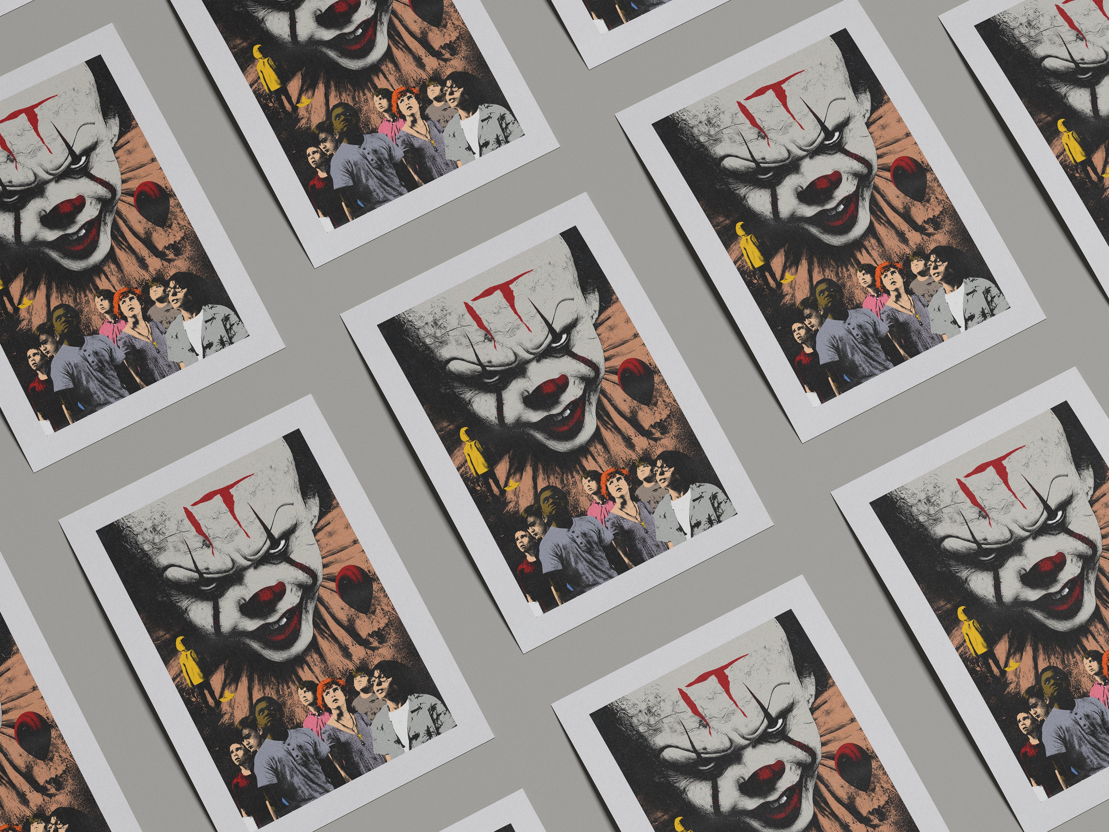 Vintage Horror Movie Poster | IT Pennywise Wall Art | Scary Clown Print | Stephen King Fan Gift | Creepy Halloween Home Decor