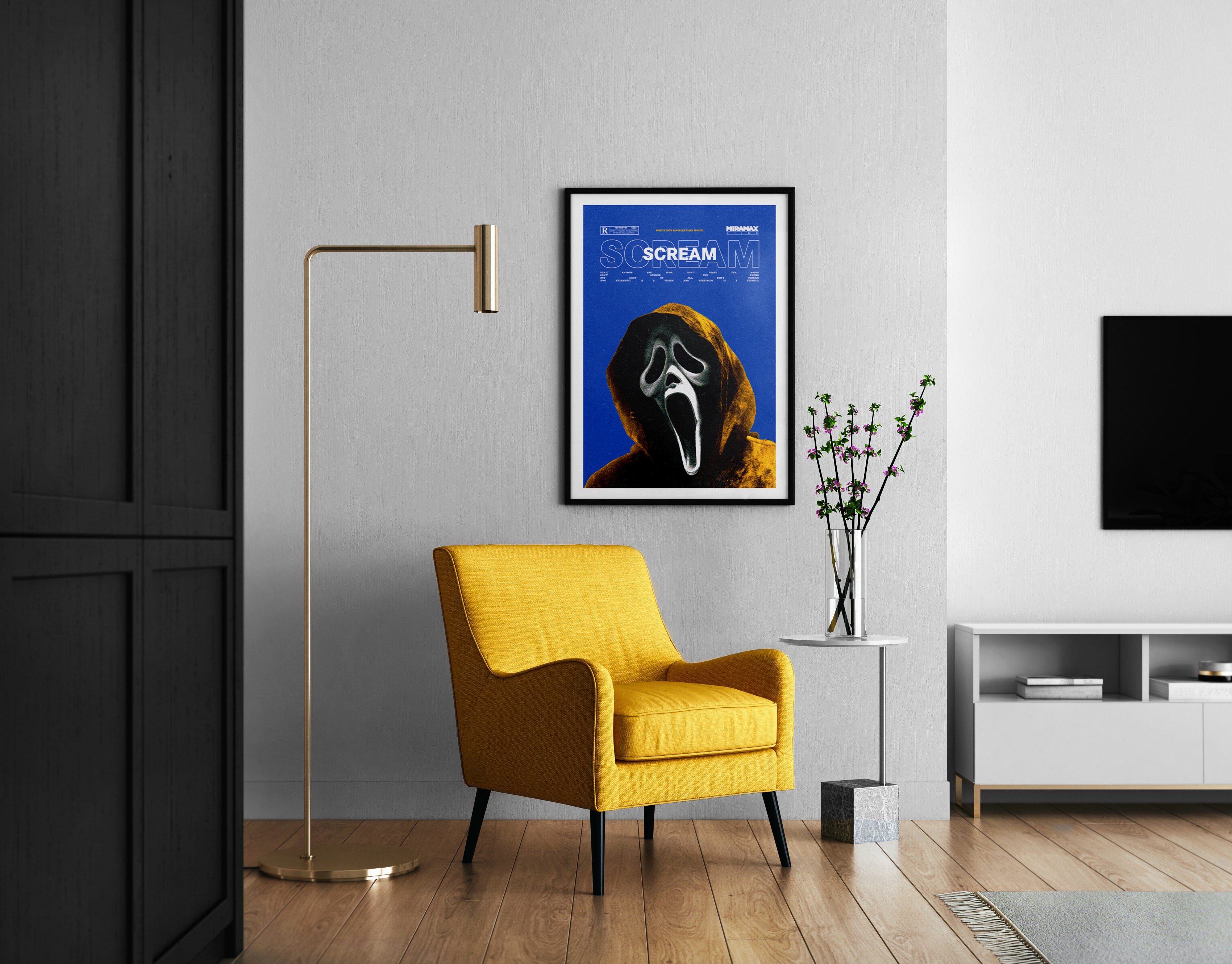 Scream Movie Poster | Retro Horror Mask Art Print | Slasher-Inspired Poster | A4–A0 Wall Art