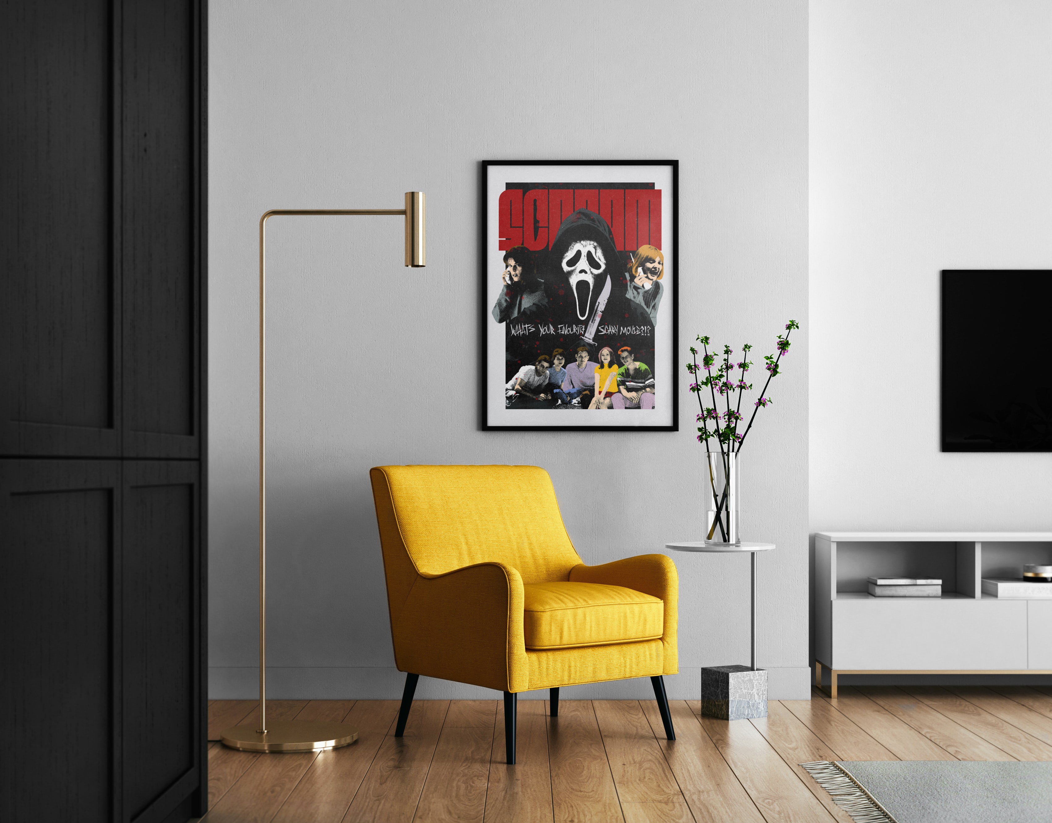 Scream Movie Poster | Vintage Horror Wall Art Print | Ghostface Retro 90s Slasher Film Decor | Scary Movie Fan Gift