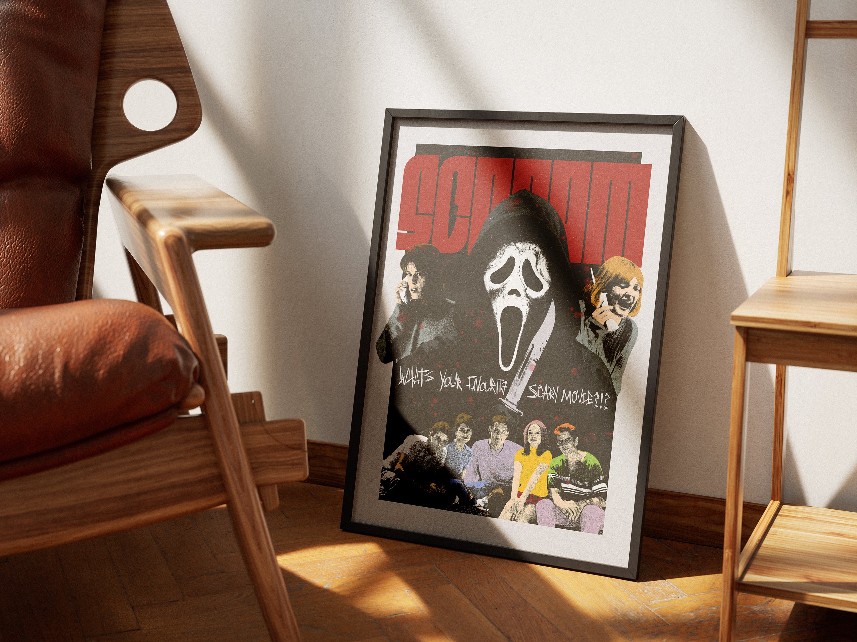 Scream Movie Poster | Vintage Horror Wall Art Print | Ghostface Retro 90s Slasher Film Decor | Scary Movie Fan Gift