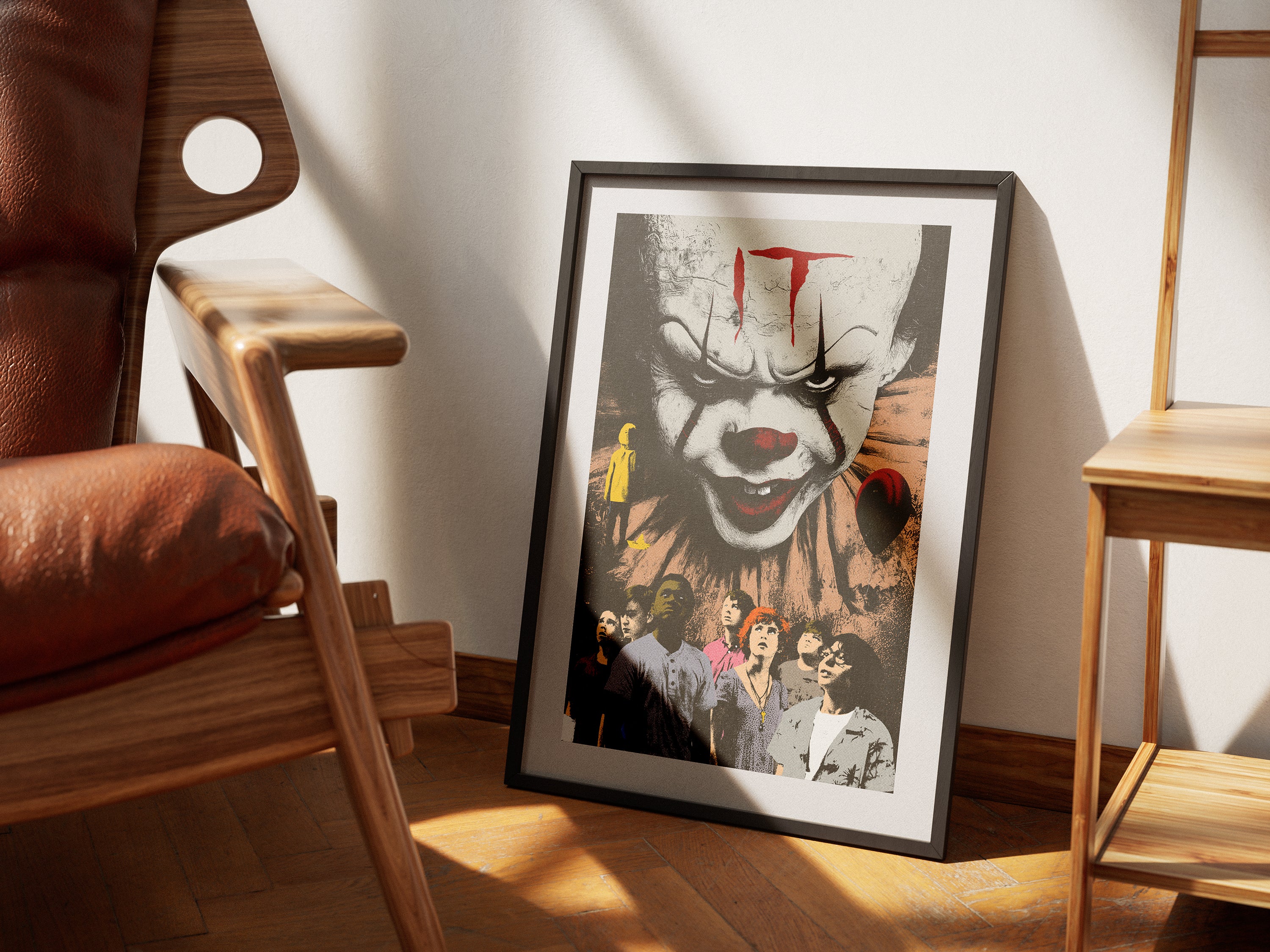 Vintage Horror Movie Poster | IT Pennywise Wall Art | Scary Clown Print | Stephen King Fan Gift | Creepy Halloween Home Decor