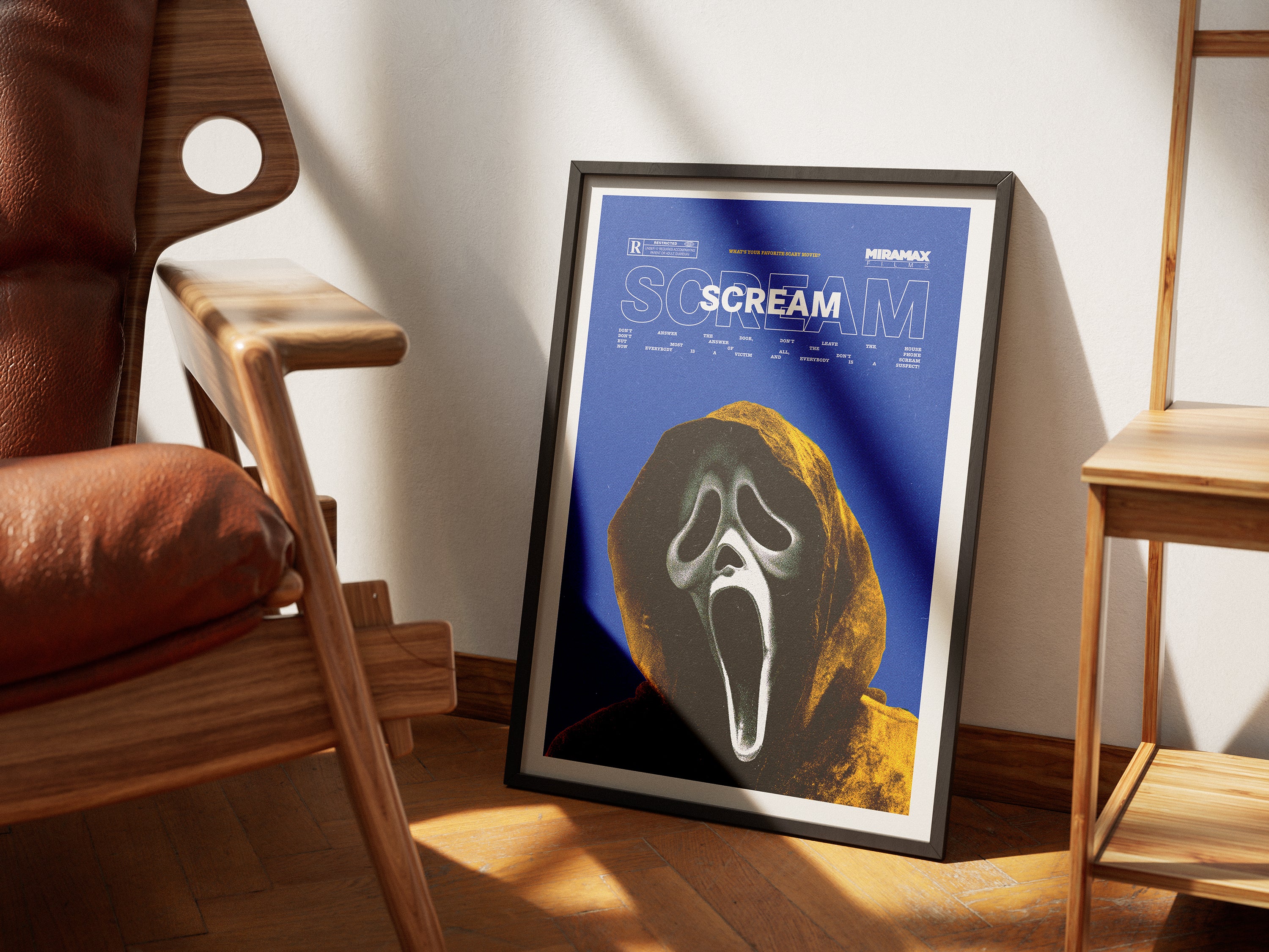 Scream Movie Poster | Retro Horror Mask Art Print | Slasher-Inspired Poster | A4–A0 Wall Art