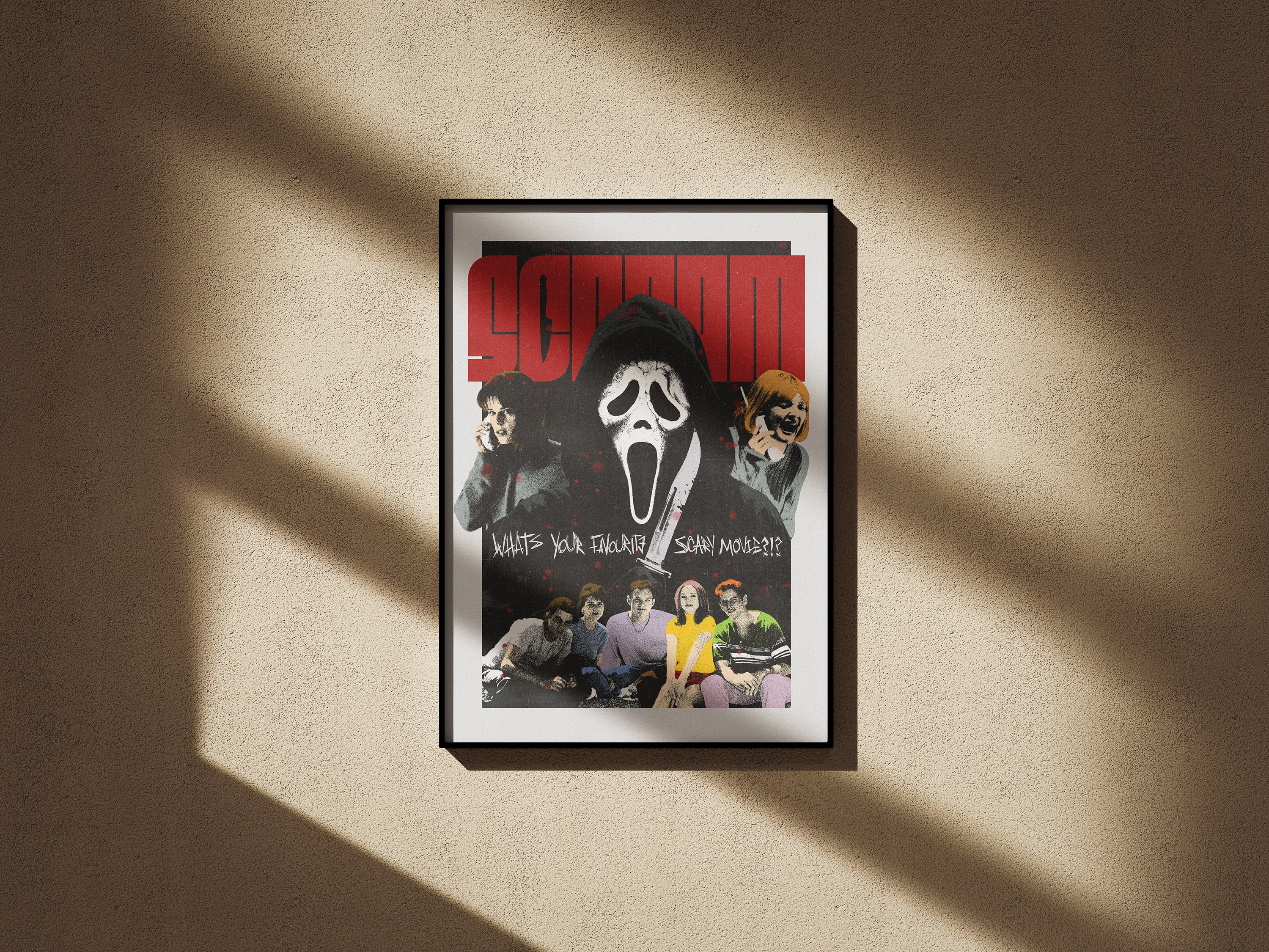 Scream Movie Poster | Vintage Horror Wall Art Print | Ghostface Retro 90s Slasher Film Decor | Scary Movie Fan Gift