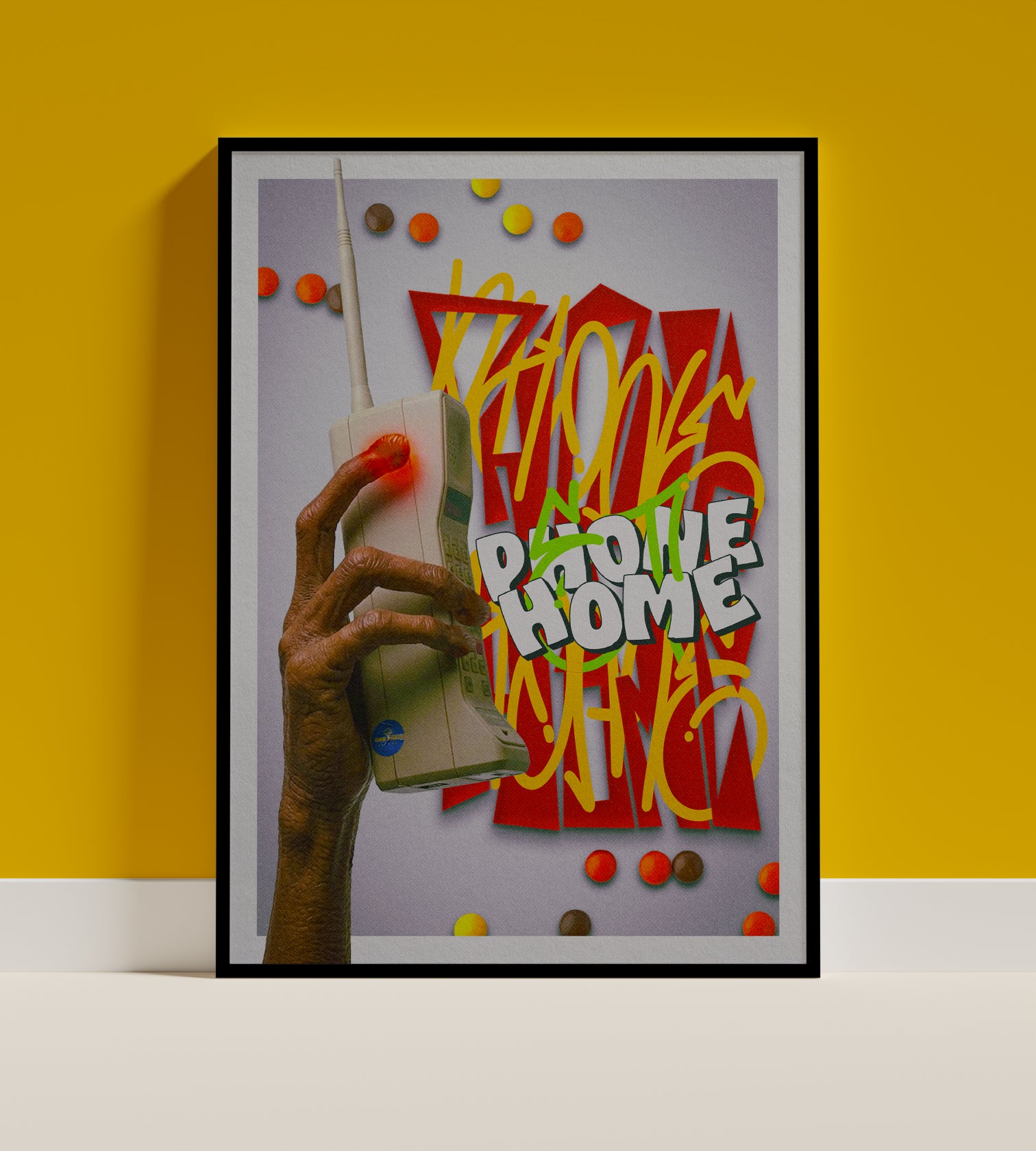 Retro E.T. “Phone Home” Poster Vibrant Graffiti-Style Fan Art Print