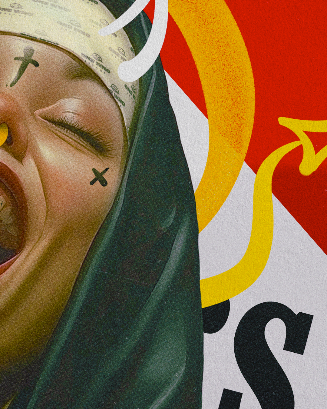 Unholy Nun Wall Art Poster | Dark Gothic Surreal Devil Aesthetic Print | Edgy Alternative Artwork for Bedroom or Studio Decor